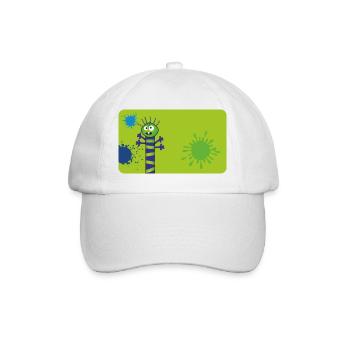 Langes dünnes Monster & Farbkleckse - grün blau - Baseballkappe - Weiß/Weiß - Vorne