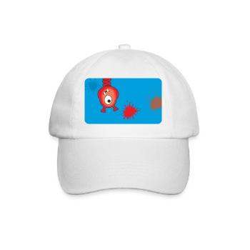 Rotes Monster & Farbkleckse - blau  - Baseballkappe - Weiß/Weiß - Vorne