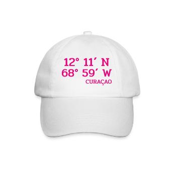 Curacao Coordinates - Koordinaten - Karibik - Baseballkappe - Weiß/Weiß - Vorne
