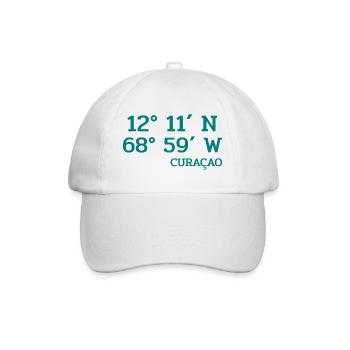 Curacao Coordinates - Koordinaten - Karibik - Baseballkappe - Weiß/Weiß - Vorne