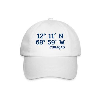 Curacao Coordinates - Koordinaten - Karibik - Baseballkappe - Weiß/Weiß - Vorne