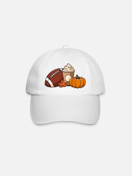Herbstfreuden: Football, Kürbis und Pumpkin Spice - Baseballkappe - Weiß/Weiß