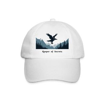 Krähe, Hüter der Geheimnisse - Baseballkappe - Weiß/Weiß - Vorne