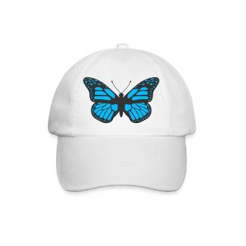 Blauer Schmetterling Symbol Symbol Logo Motte - Baseballkappe - Weiß/Weiß - Vorne