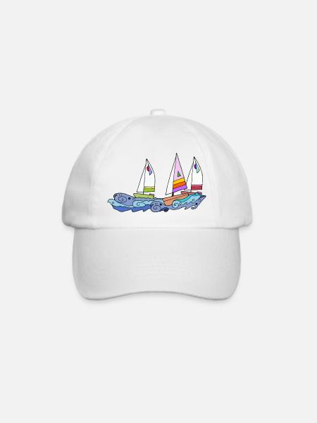 Segelboot - Baseballkappe - Weiß/Weiß