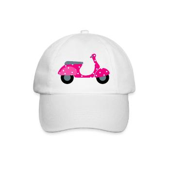 Roller Dots pink Punkte Muster Retro Vintage Fan - Baseballkappe - Weiß/Weiß - Vorne