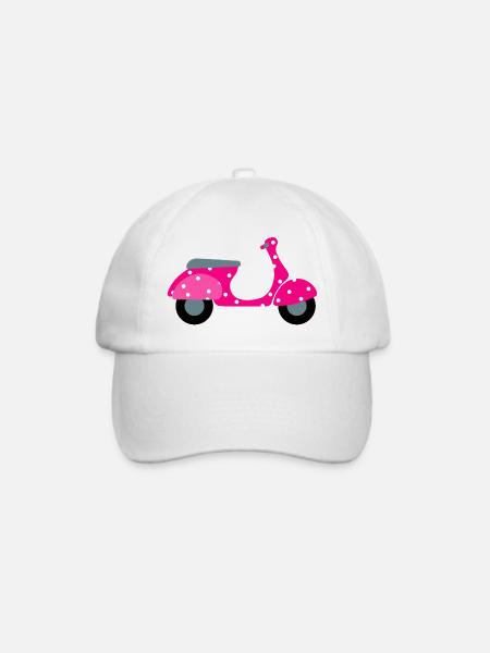 Roller Dots pink Punkte Muster Retro Vintage Fan - Baseballkappe - Weiß/Weiß