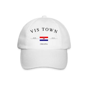 Vis Town Kroatien – Urlaub Souvenir & Geschenk - Baseballkappe - Weiß/Weiß - Vorne