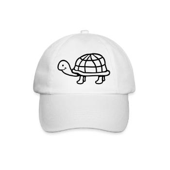 Schildkröte langer Hals lächelt glücklich lustig - Baseballkappe - Weiß/Weiß - Vorne