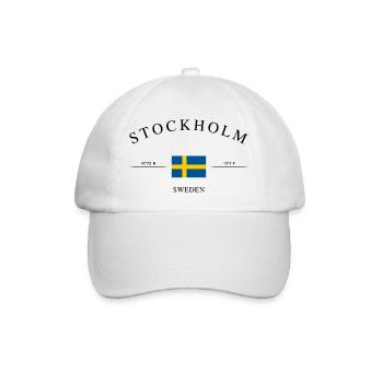 Stockholm Schweden – Urlaub Souvenir & Geschenk - Baseballkappe - Weiß/Weiß - Vorne