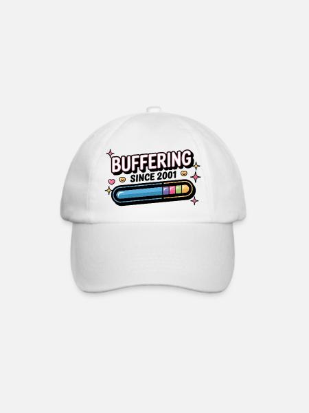 Y2K Retro – Buffering Since 2001 - Baseballkappe - Weiß/Weiß