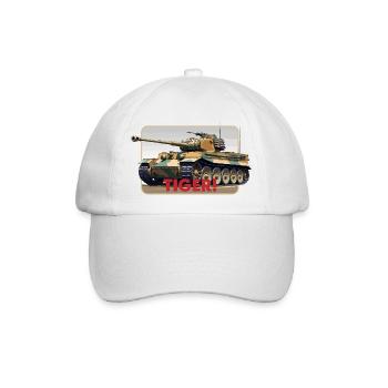 Tiger Panzer Illustration - Baseballkappe - Weiß/Weiß - Vorne