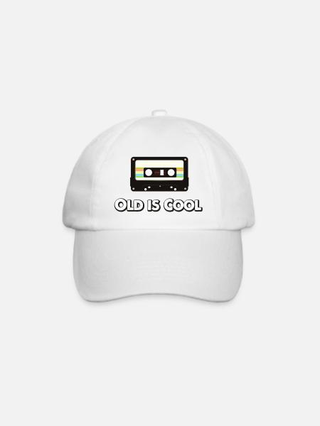 Alt ist cool – Retro-Kassetten-T-Shirt - Baseballkappe - Weiß/Weiß