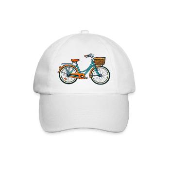 Vintage Fahrrad mit Körbchen - Baseballkappe - Weiß/Weiß - Vorne