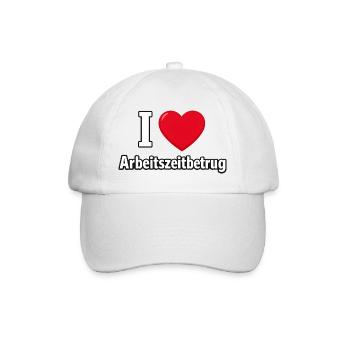 I Love Arbeitszeitbetrug Kein Verbrechen Job Büro - Baseballkappe - Weiß/Weiß - Vorne