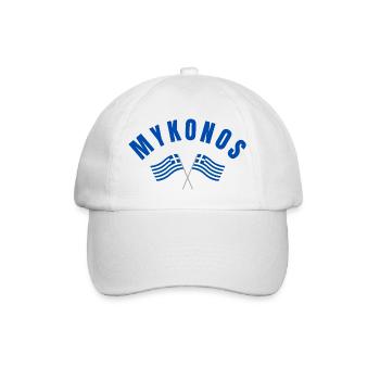 Griechische Flaggen von Mykonos - Baseballkappe - Weiß/Weiß - Vorne