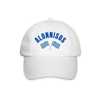 Alonnisos kreuzte griechische Flaggen - Baseballkappe - Weiß/Weiß - Vorne