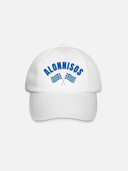 Alonnisos kreuzte griechische Flaggen - Baseballkappe - Weiß/Weiß