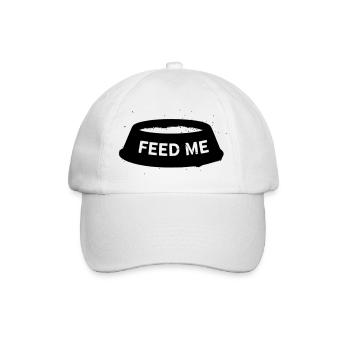 Hundenapf Feed Me Spruch - Baseballkappe - Weiß/Weiß - Vorne