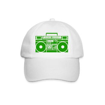 Ghettoblaster Boombox Silhouette - Baseballkappe - Weiß/Weiß - Vorne