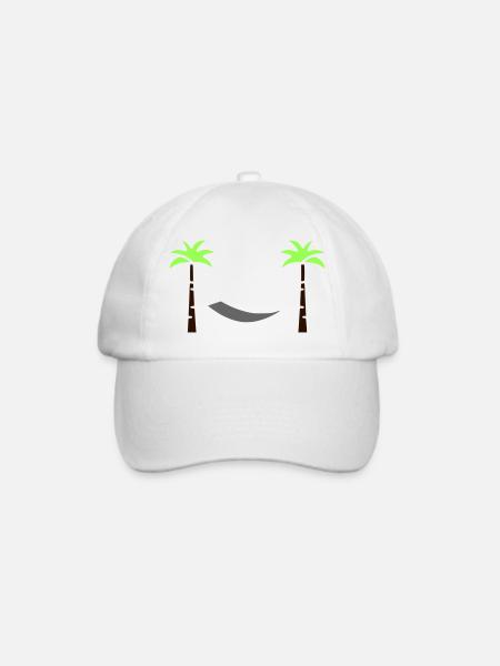 Hängematte Palmen Flat Design - Baseballkappe - Weiß/Weiß
