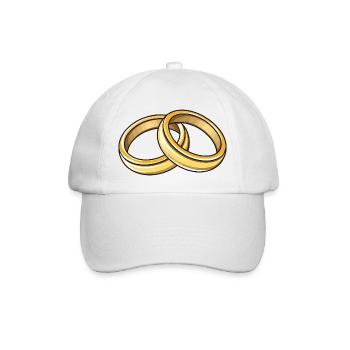 Eheringe Hochzeit - Baseballkappe - Weiß/Weiß - Vorne