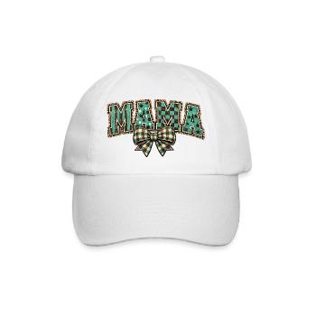 Mama Schleife Tuerkis Muster Vintage Design - Baseballkappe - Weiß/Weiß - Vorne
