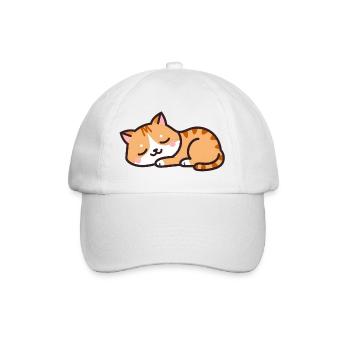 Schlafende Katze - Baseballkappe - Weiß/Weiß - Vorne