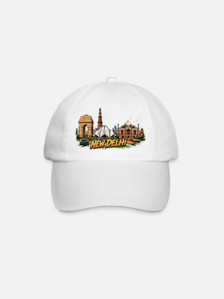 New Delhi Comic Skyline - Baseballkappe - Weiß/Weiß
