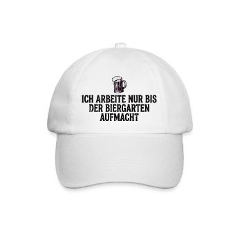 Biergarten Shirt Lustig Ich Arbeite Nur - Baseballkappe - Weiß/Weiß - Vorne