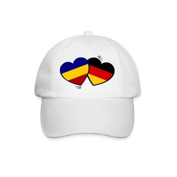 Herzflagge Rumänien Deutschland - Baseballkappe - Weiß/Weiß - Vorne