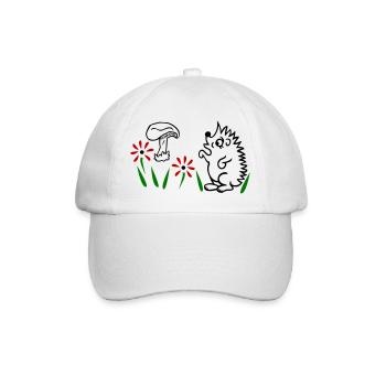 Igel mit Pilz, schönes Design für Naturliebhaber - Baseballkappe - Weiß/Weiß - Vorne