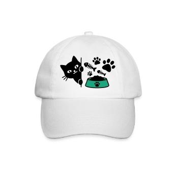Katze Futternapf Grafik - Baseballkappe - Weiß/Weiß - Vorne