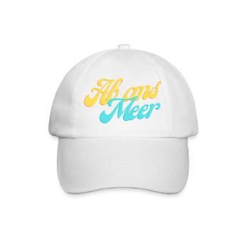 Ab ans Meer – Sommerlicher Retro-Schriftzug - Baseballkappe - Weiß/Weiß - Vorne