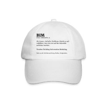 BIM Definition T-Shirt Architekt Bauingenieur - Baseballkappe - Weiß/Weiß - Vorne