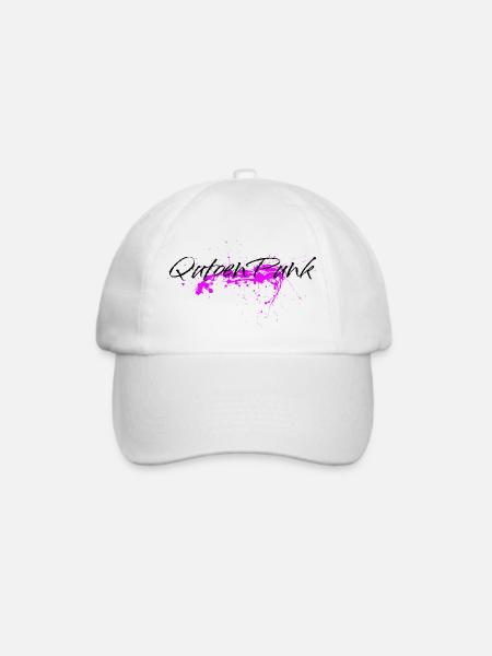 Pinker Farbklecks - Quoten Punk Statement - Baseballkappe - Weiß/Weiß