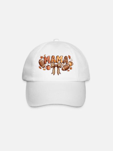 Herbst-Fußball Mama Leopard Bow - Baseballkappe - Weiß/Weiß