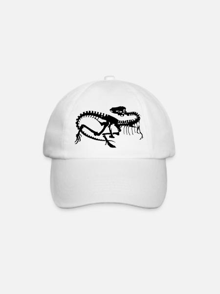 Dinosaurier Skelett Silhouette (1c) - Baseballkappe - Weiß/Weiß