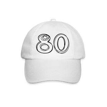 Zahl 80 handgezeichnet - Baseballkappe - Weiß/Weiß - Vorne