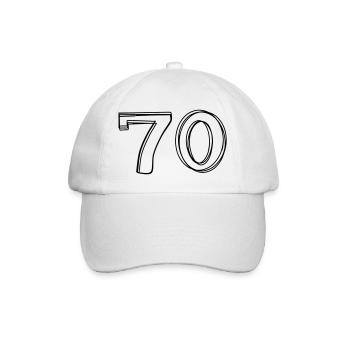 Zahl 70 handgezeichnet - Baseballkappe - Weiß/Weiß - Vorne