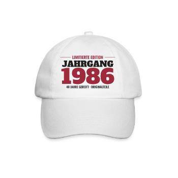 Jahrgang 1986 Limitierte Edition – 40. Geburtstag - Baseballkappe - Weiß/Weiß - Vorne