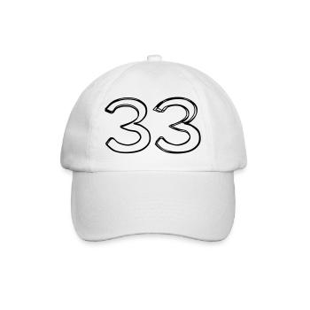Zahl 33 handgezeichnet - Baseballkappe - Weiß/Weiß - Vorne