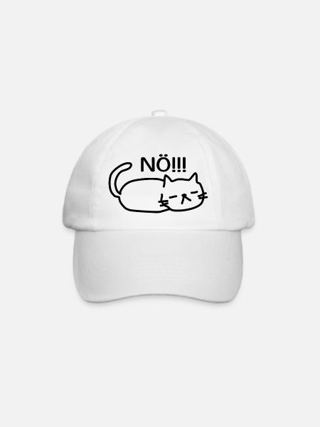 Nö Lustige Faule Katze - Baseballkappe - Weiß/Weiß