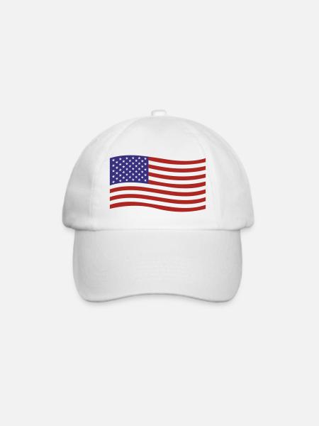 USA - Flagge - Baseballkappe - Weiß/Weiß