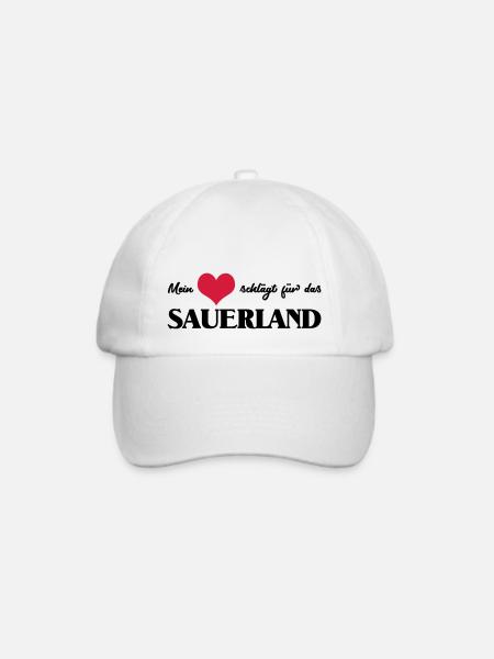 mein Herz schlägt für das Sauerland - Baseballkappe - Weiß/Weiß