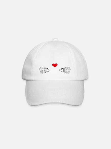 Verliebte Igel - Igelpärchen mit Herz - Baseballkappe - Weiß/Weiß
