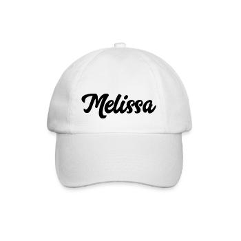 Melissa benutzerdefinierte Text Geburtstagsname - Baseballkappe - Weiß/Weiß - Vorne