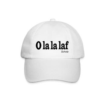 "O la la laf" wie Olaf Scholz (schrift sw) - Baseballkappe - Weiß/Weiß - Vorne