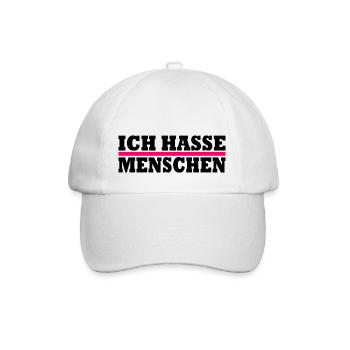 Ich hasse menschen - Baseballkappe - Weiß/Weiß - Vorne