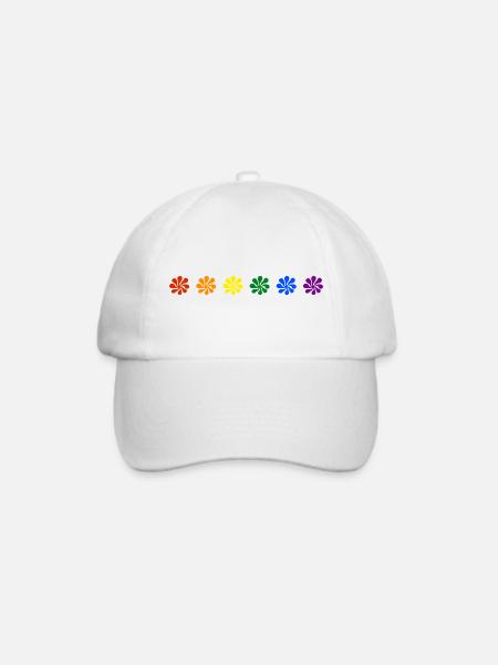 Regenbogen Blumen T-Shirt | Pride Month Shirt - Baseballkappe - Weiß/Weiß